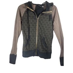Marmot Hoodie Jacket Lightweight Women small Black Brown Zip Aztec sweatshirt